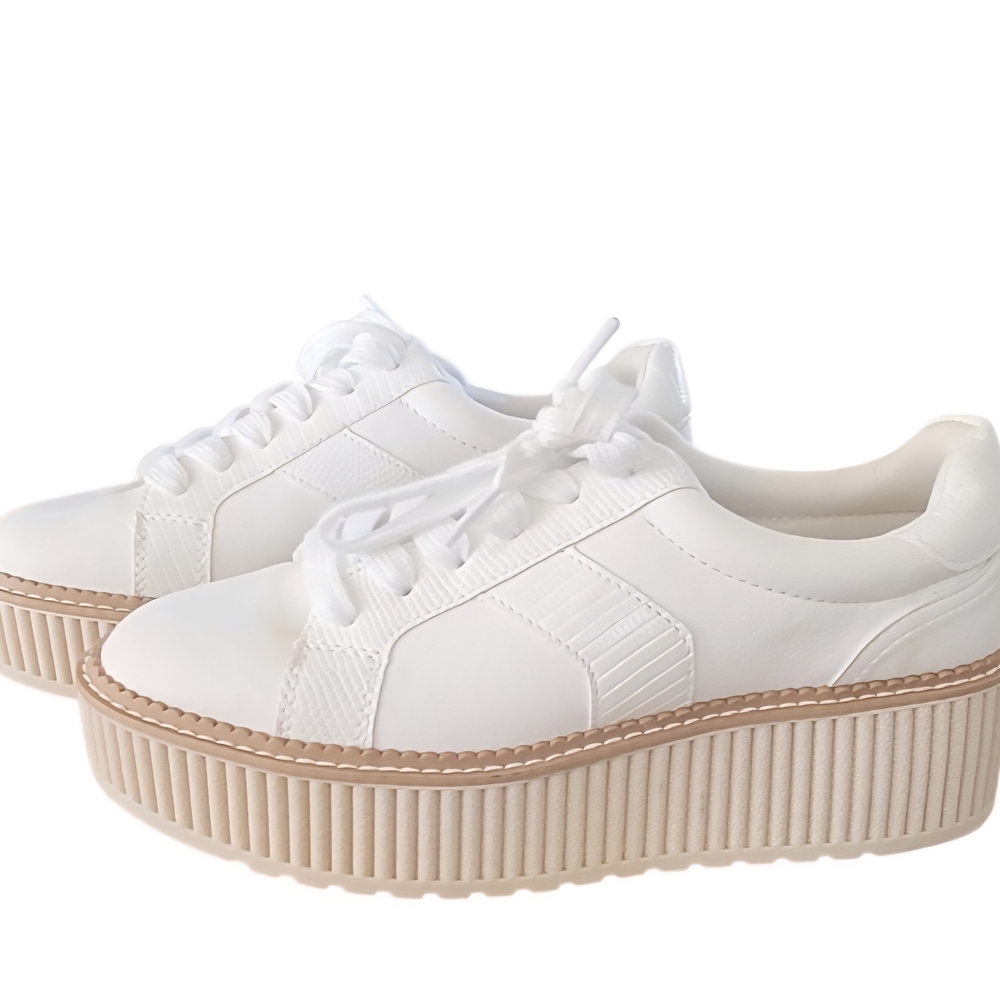 Dolce Vita White and Tan Platform Sneakers